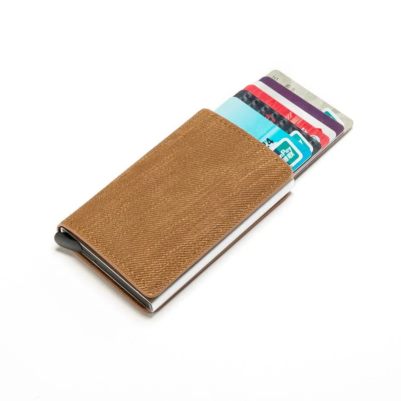 Custom Name Business Bank Credit Card Holder Men Wallet Coin Leather Wallet RFID Aluminium Box CardHolder with Money Clips Purse