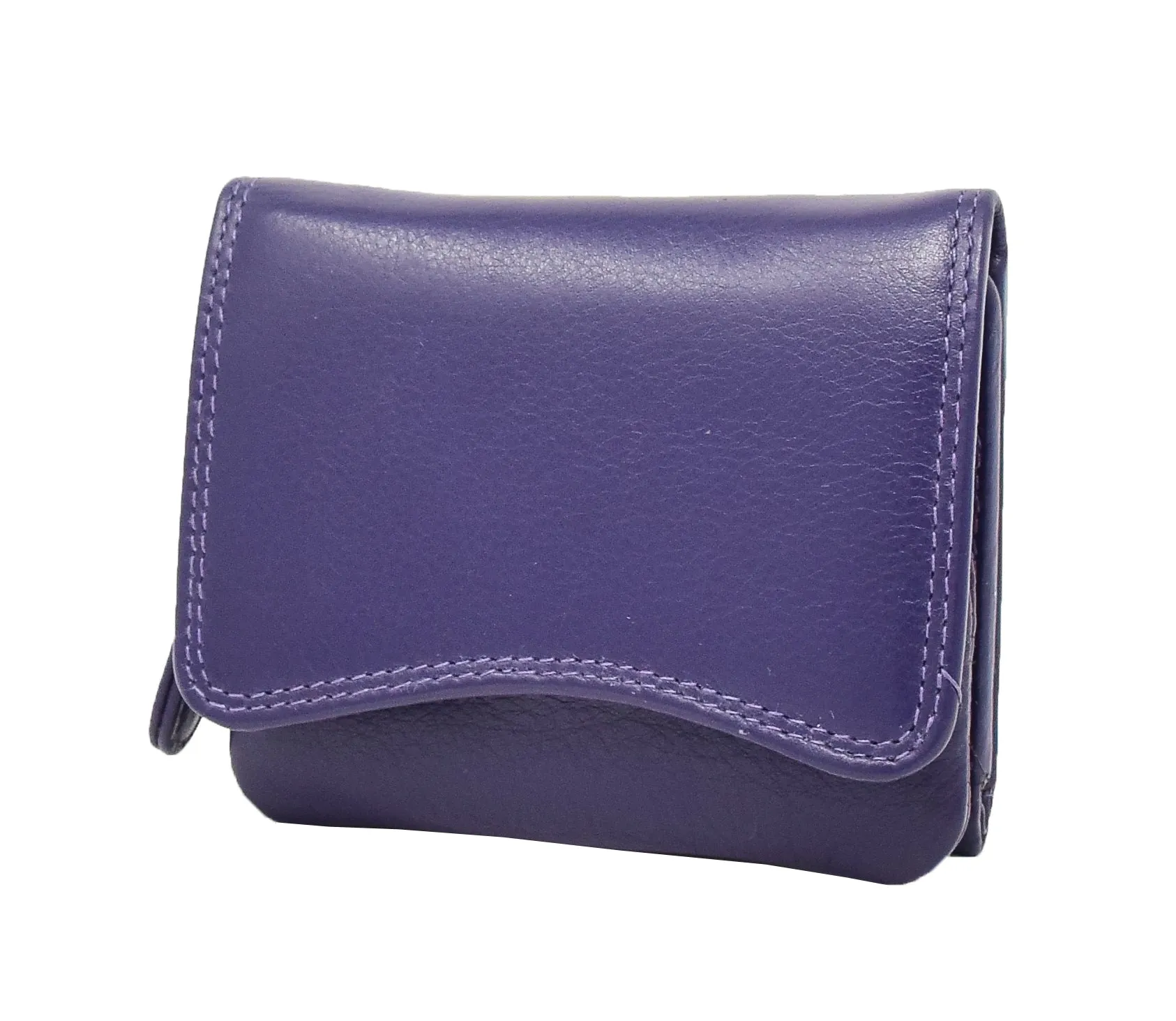 DR412 Women's Small Trifold Leather Purse Purple