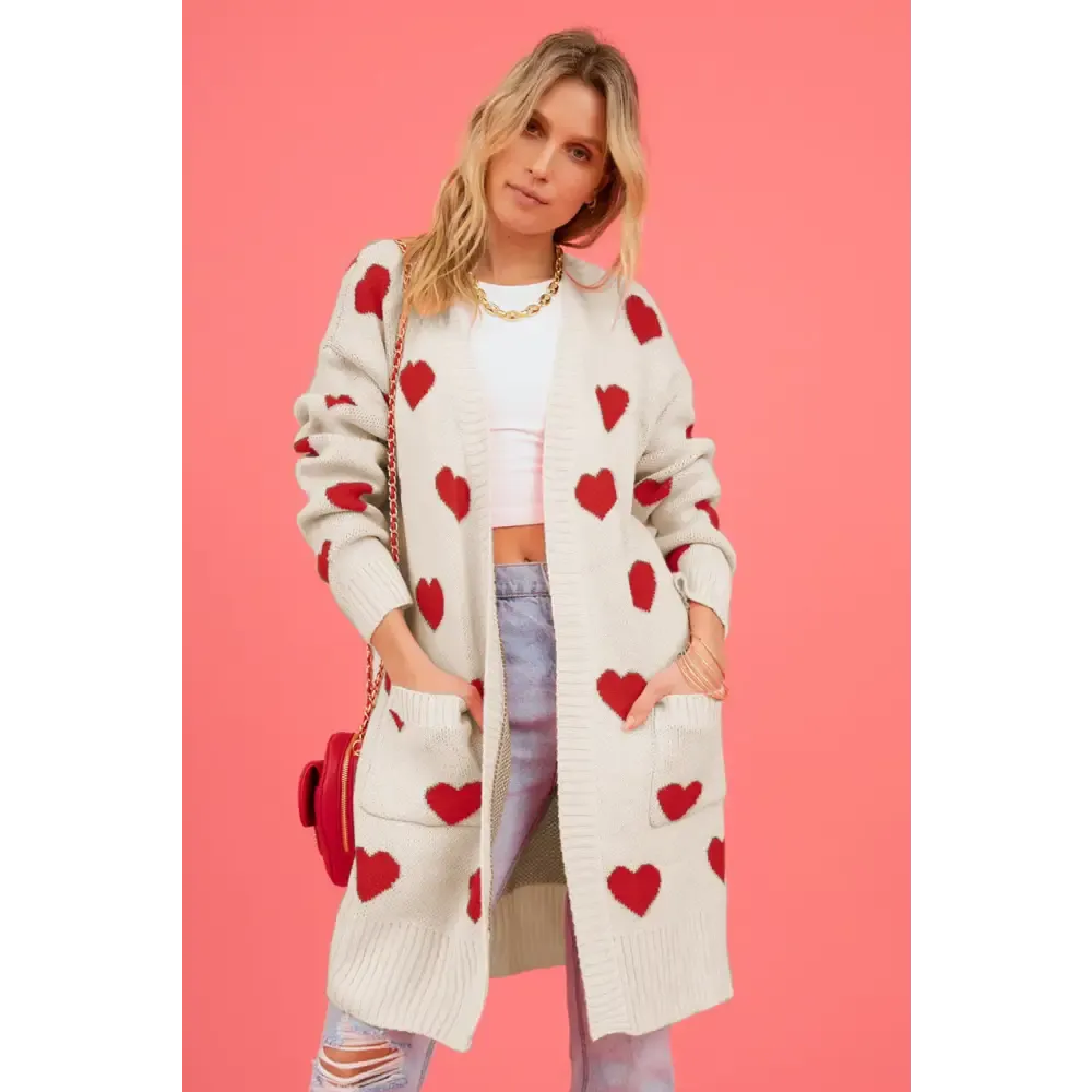 Heart Graphic Open Front Cardigan Redefining Luxury Fashion for Women