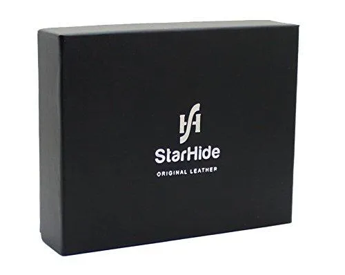 Starhide Mens Leather RFID Blocking Trifold Passcase Wallet Black Tan 1190