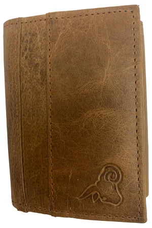 USA Genuine Leather RFID Blocking Trifold Wallets for Men Tri-fold Wallet with ID Window US Design